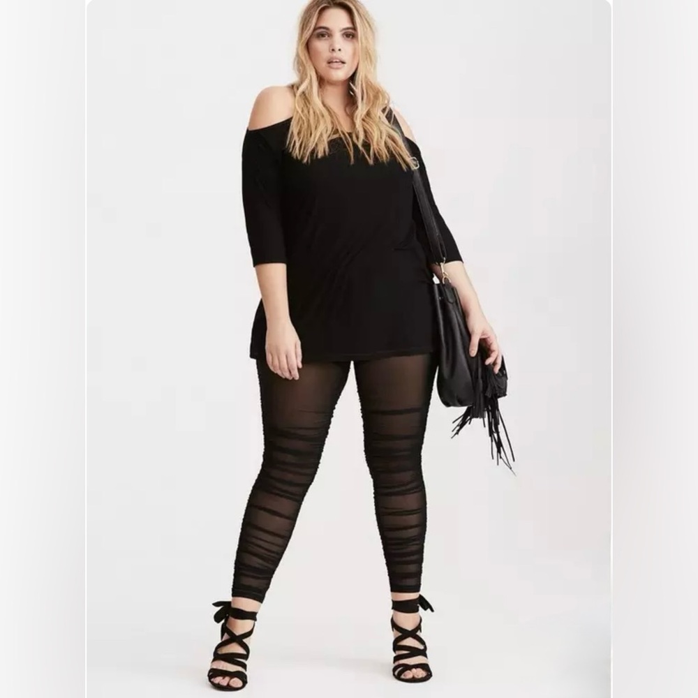 Torrid Ruched Mesh Inset Leggings J2 - Picture 2 of 7